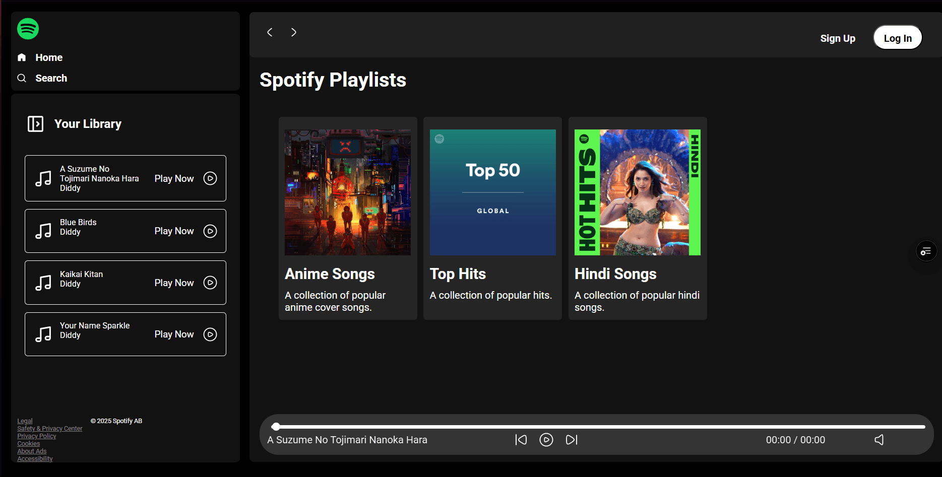 Spotify Clone preview